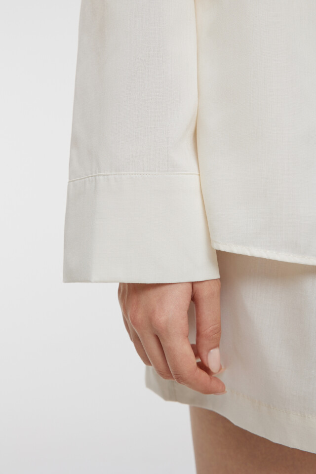 Рубашка oversize домашняя с широкими манжетами - цвет бежевый - 6