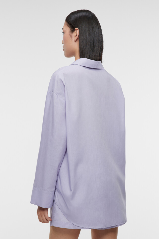 Рубашка oversize домашняя с широкими манжетами - цвет сиреневый - 4
