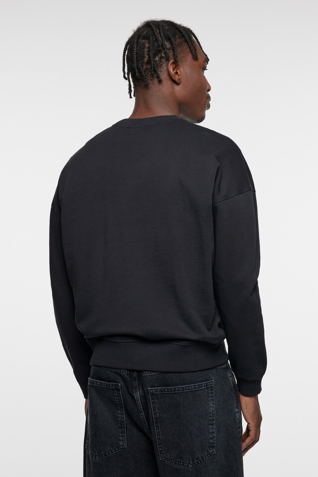 Свитшот oversize хлопковый однотонный - цвет черный - 3
