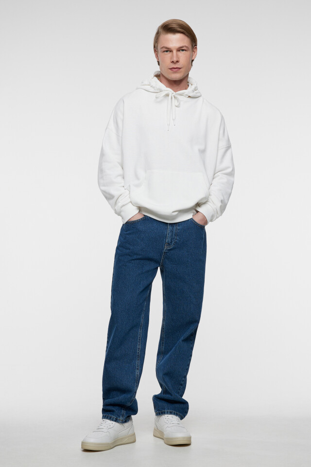 Толстовка oversize хлопковая с черепом на спине - цвет белый - 5