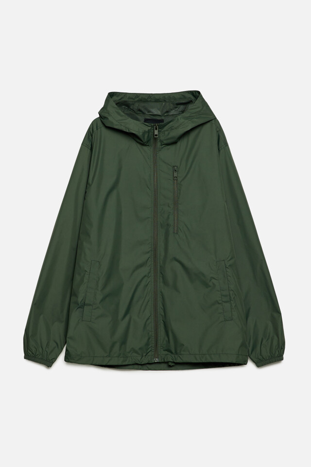 Куртка-ветровка oversize с капюшоном - цвет зеленый - 9