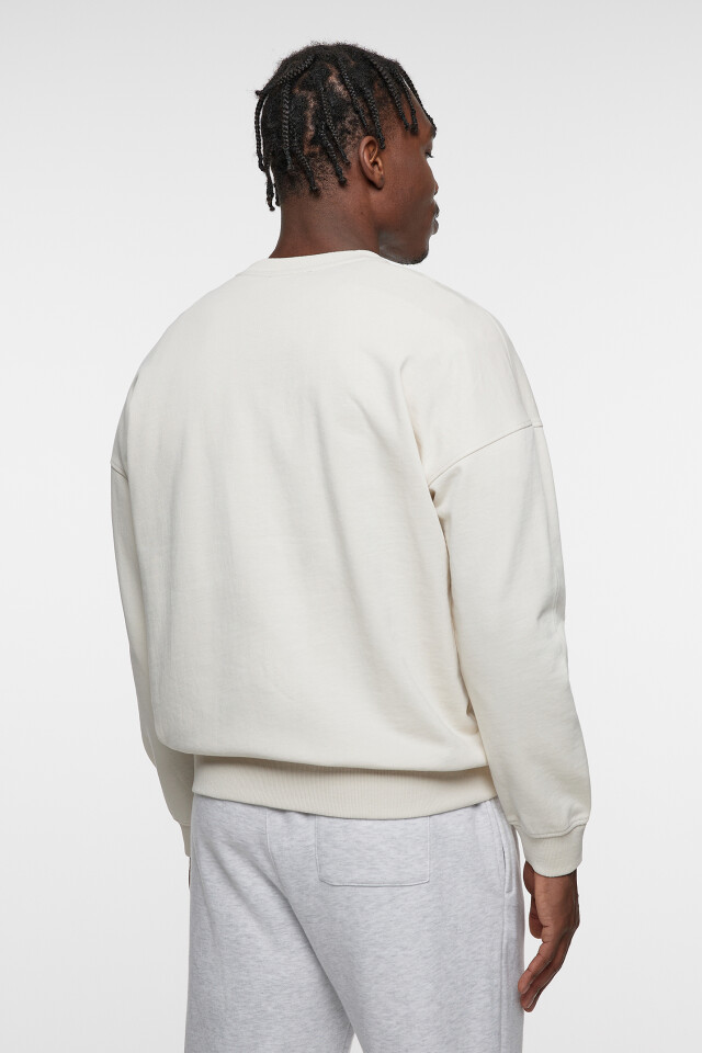 Свитшот oversize хлопковый однотонный - цвет бежевый - 4