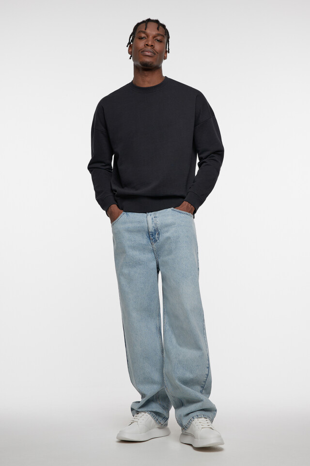 Свитшот oversize хлопковый однотонный - цвет черный - 4