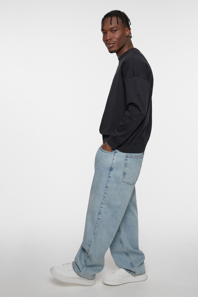 Свитшот oversize хлопковый однотонный - цвет черный - 8