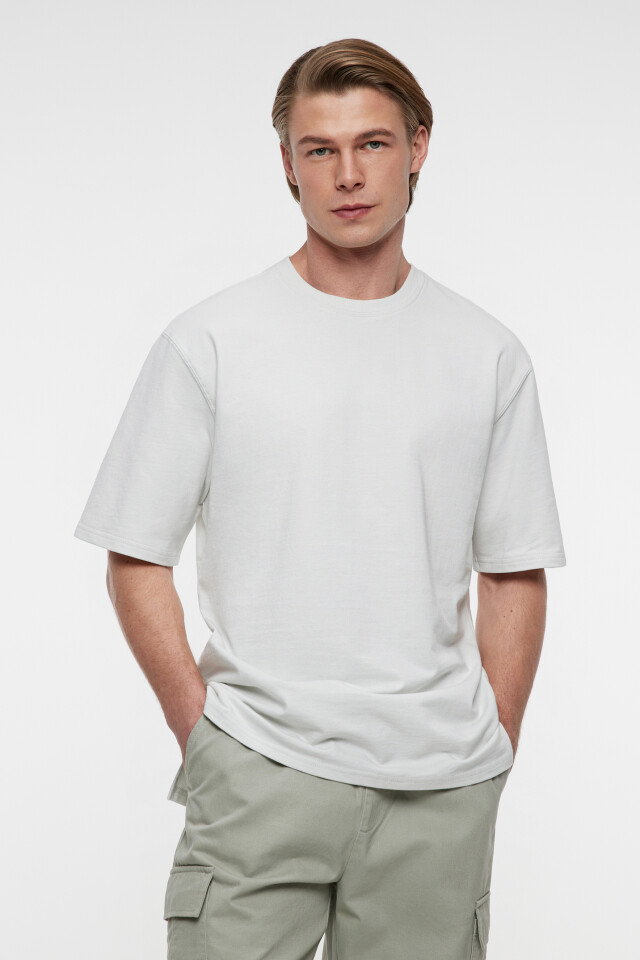 Футболка oversize хлопковая базовая - цвет бежевый - 1