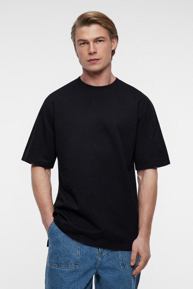 Футболка oversize хлопковая базовая - цвет черный - 1