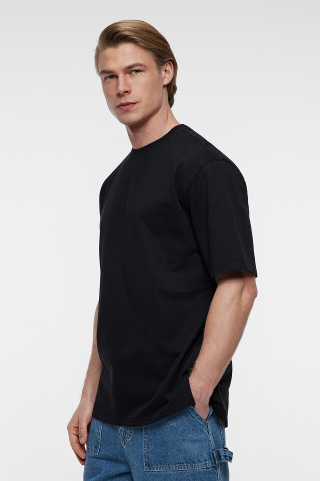 Футболка oversize хлопковая базовая - цвет черный - 2