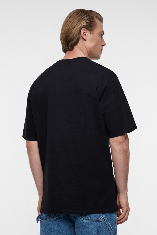Футболка oversize хлопковая базовая - цвет черный - 3