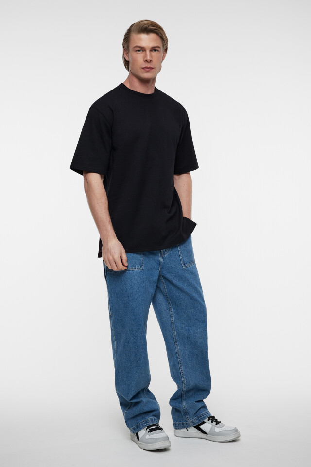 Футболка oversize хлопковая базовая - цвет черный - 4