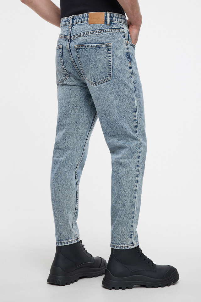 Джинсы slim fit укороченные со средней посадкой - цвет голубой - 3