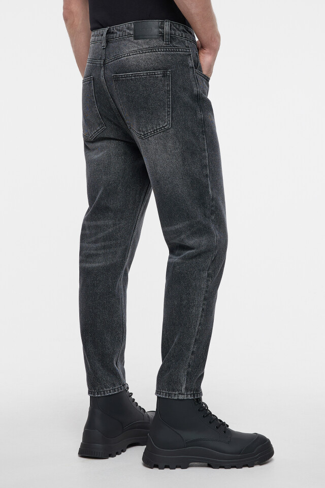 Джинсы slim fit укороченные со средней посадкой - цвет серый - 3