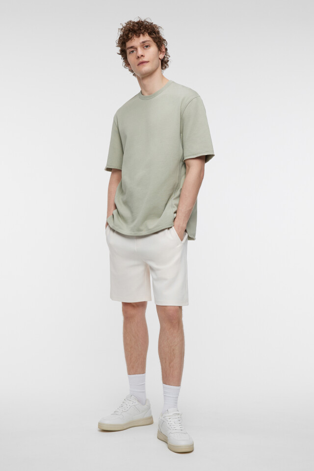 Футболка oversize хлопковая с разрезами по бокам - цвет зеленый - 4