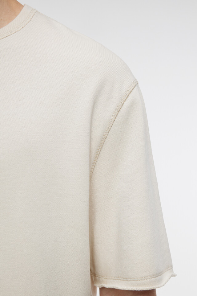Футболка oversize хлопковая с разрезами по бокам - цвет бежевый - 5