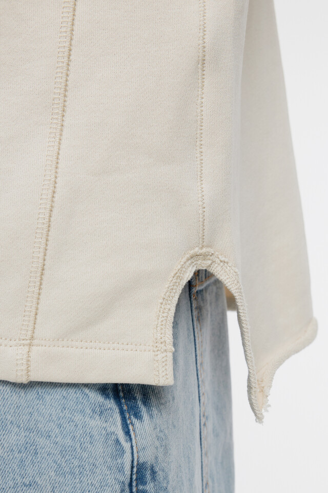 Футболка oversize хлопковая с разрезами по бокам - цвет бежевый - 6