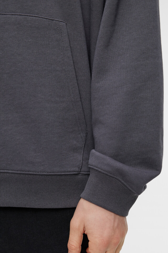 Худи oversize хлопковая с капюшоном и принтом - цвет серый - 7