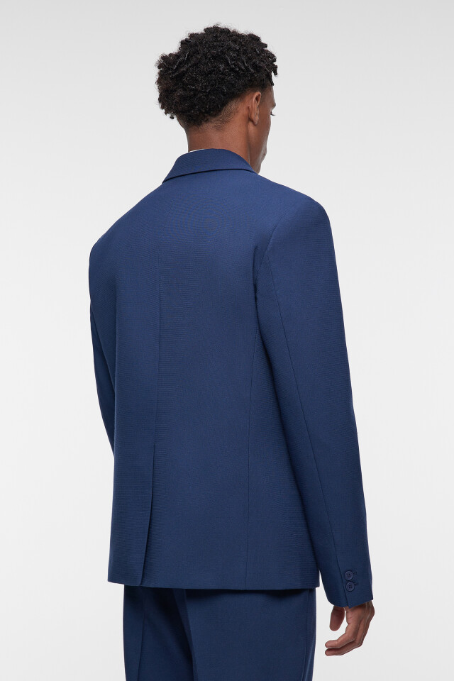 Пиджак slim fit однобортный из костюмной ткани - цвет синий - 3
