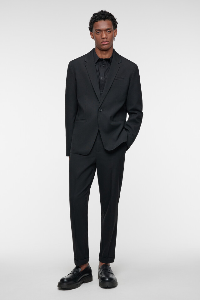Пиджак slim fit однобортный из костюмной ткани - цвет черный - 1