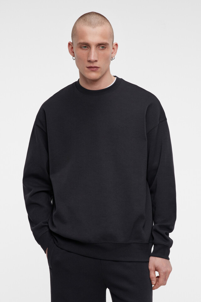 Свитшот regular fit хлопковый базовый - цвет черный - 2