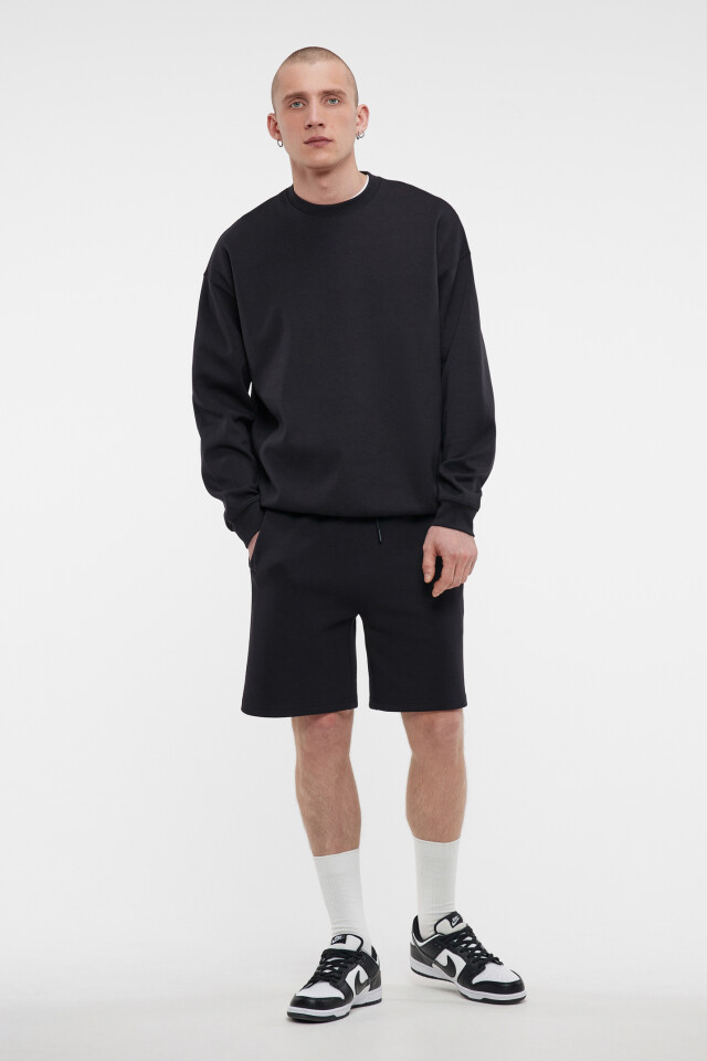 Свитшот regular fit хлопковый базовый - цвет черный - 1