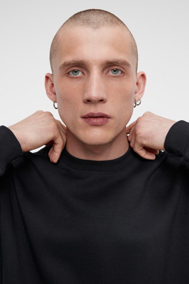 Свитшот regular fit хлопковый базовый - цвет черный - 7