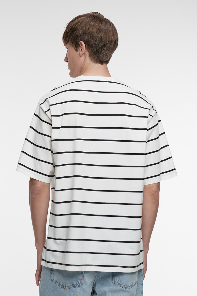 Футболка oversize fit хлопковая в полоску - цвет черный - 4