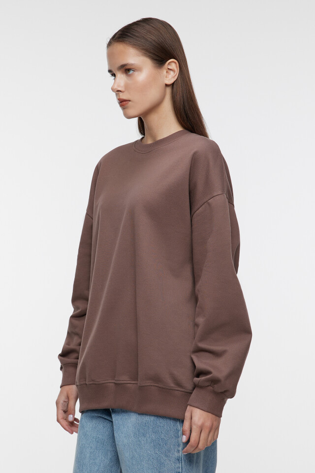 Свитшот oversize утепленный базовый - цвет бежевый - 3