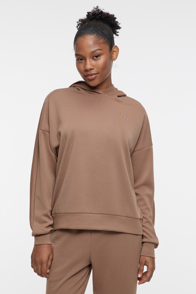 Толстовка oversize трикотажная с капюшоном - цвет коричневый - 2