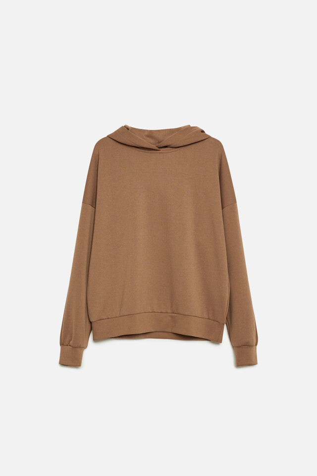Толстовка oversize трикотажная с капюшоном - цвет коричневый - 7