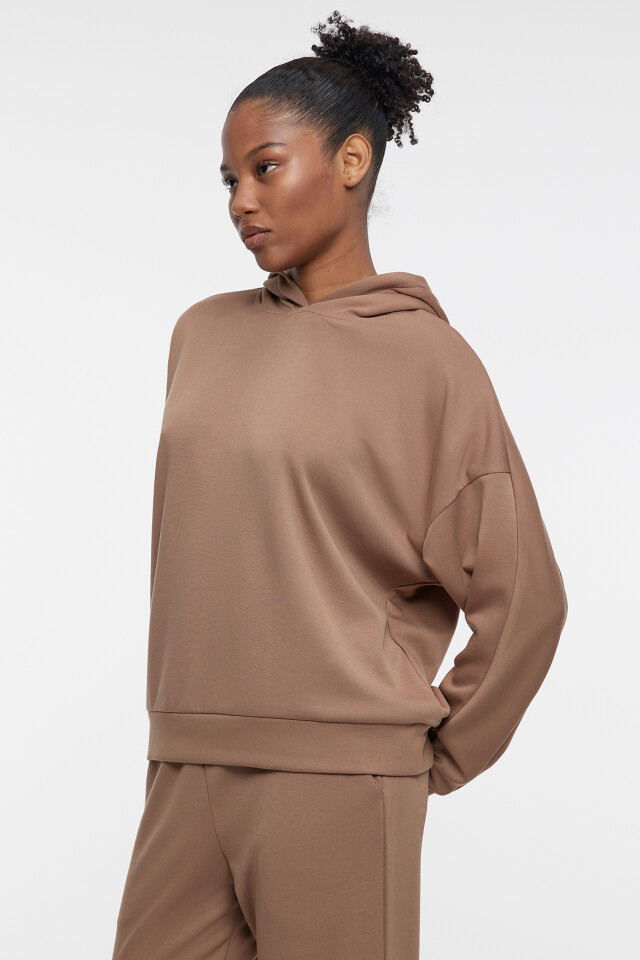Толстовка oversize трикотажная с капюшоном - цвет коричневый - 3
