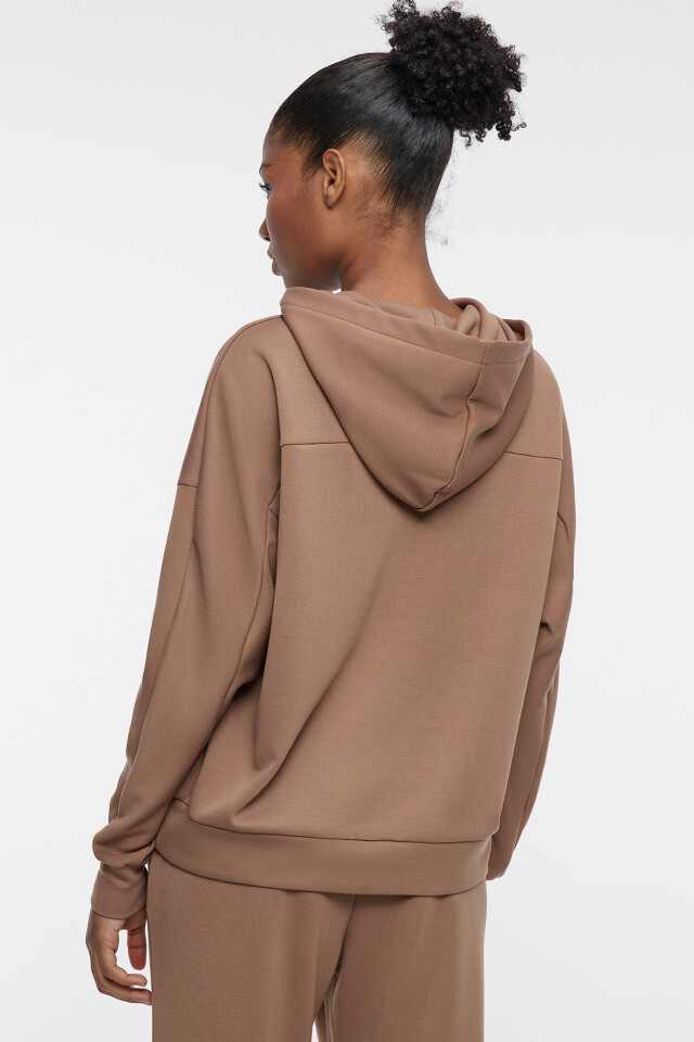 Толстовка oversize трикотажная с капюшоном - цвет коричневый - 4