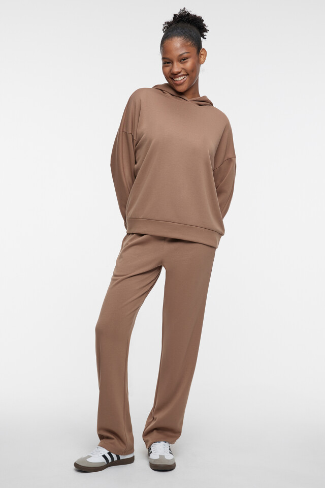 Толстовка oversize трикотажная с капюшоном - цвет коричневый - 1