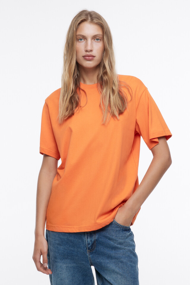 Футболка oversize хлопковая однотонная - цвет оранжевый - 1