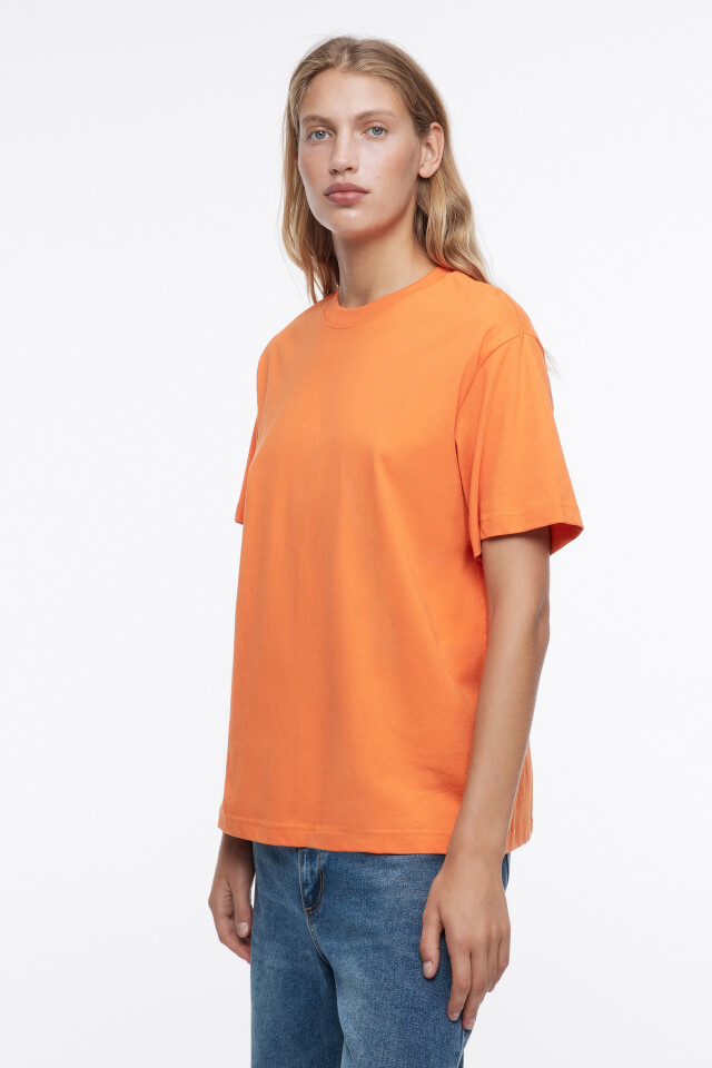 Футболка oversize хлопковая однотонная - цвет оранжевый - 2