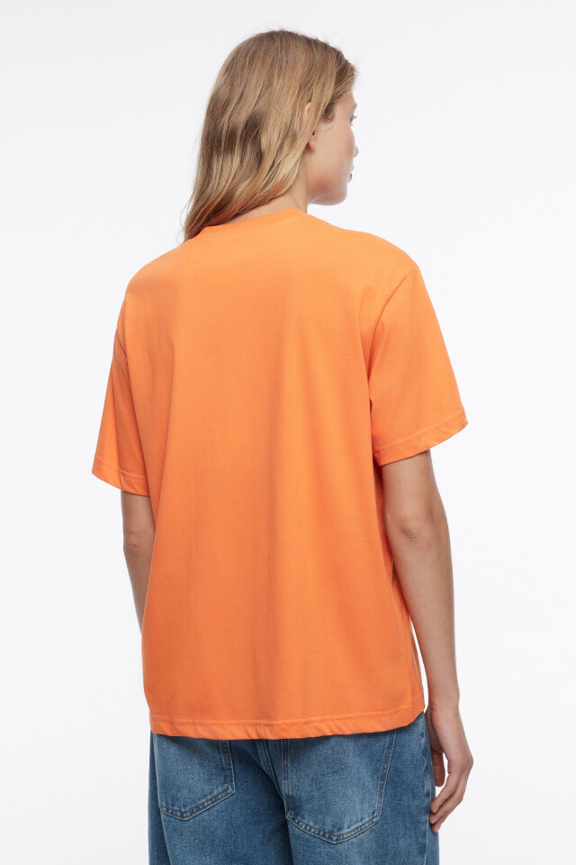 Футболка oversize хлопковая однотонная - цвет оранжевый - 3