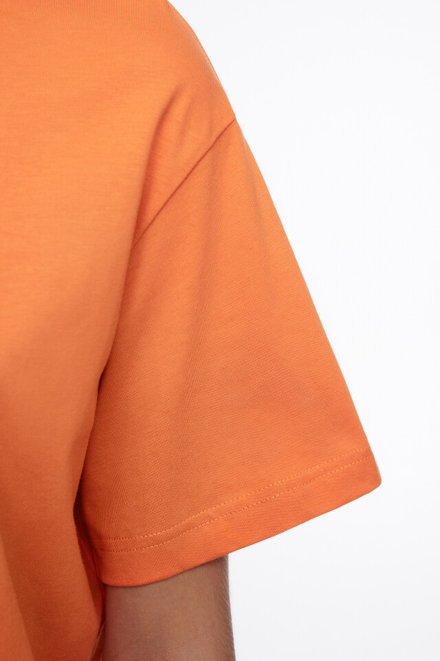Футболка oversize хлопковая однотонная - цвет оранжевый - 6