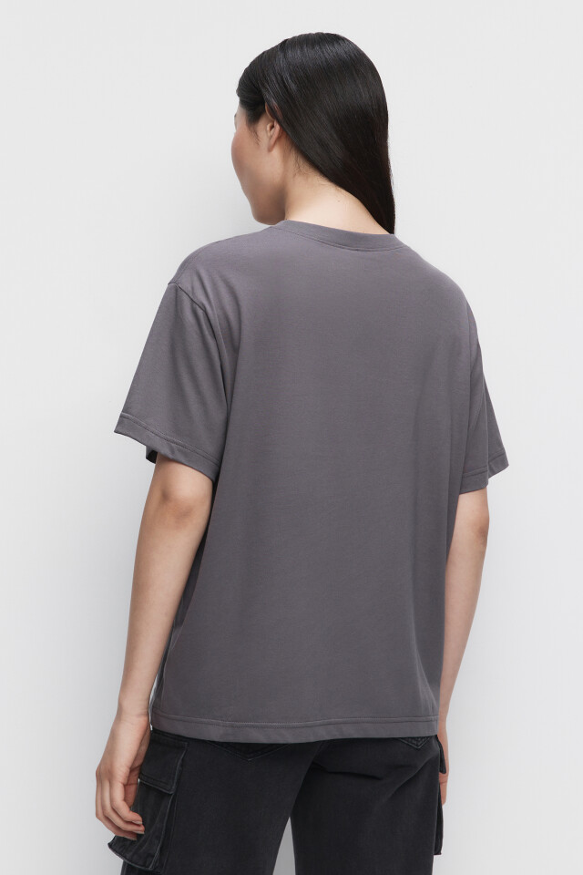 Футболка oversize хлопковая однотонная - цвет серый - 3