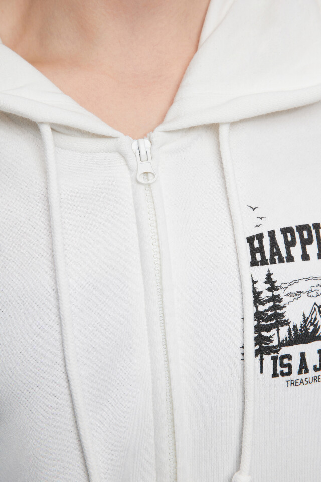 Худи oversize хлопковая на молнии с капюшоном - цвет белый - 6