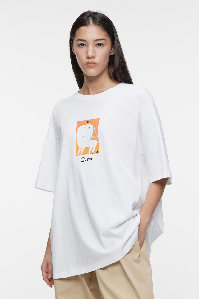 Футболка unisex свободная с принтом Bang Bang Studio - цвет белый - 6