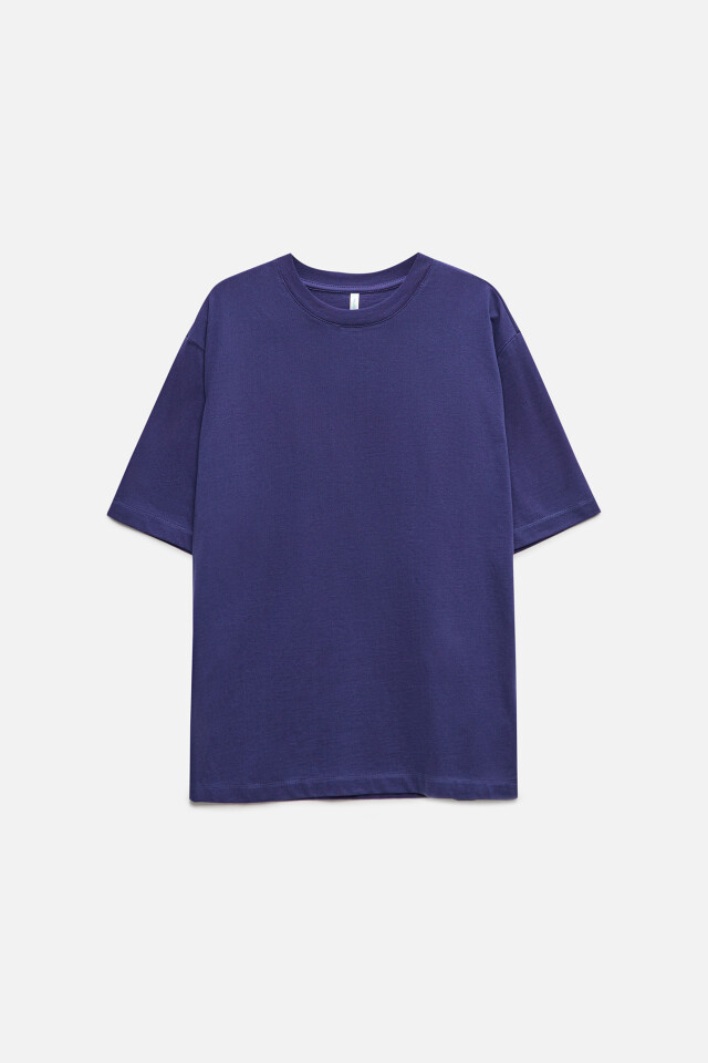 Футболка oversize хлопковая однотонная - цвет синий - 7