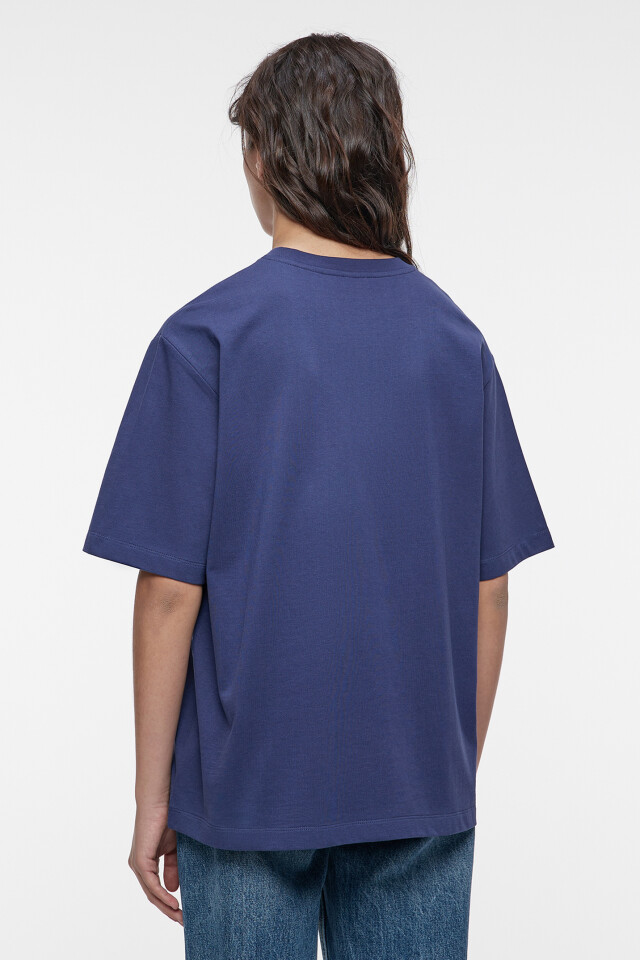 Футболка oversize хлопковая однотонная - цвет синий - 3