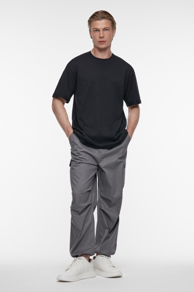 Футболка oversize хлопковая удлиненная - цвет черный - 4