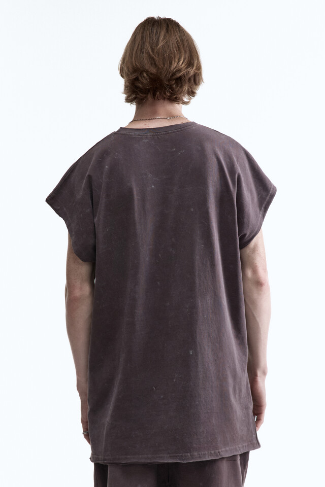 Футболка oversize хлопковая с вареным эффектом - цвет серый - 4