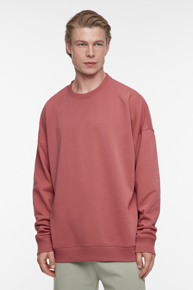 Свитшот oversize базовый из футера без утепления - цвет красный - 2
