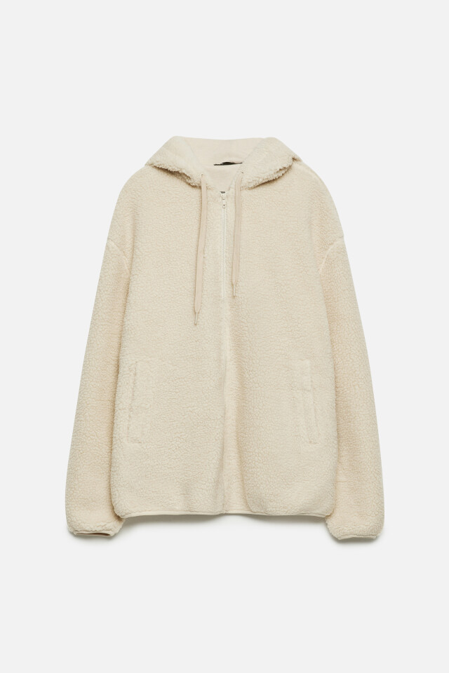 Худи oversize на молнии флисовая с капюшоном - цвет ванильный - 14