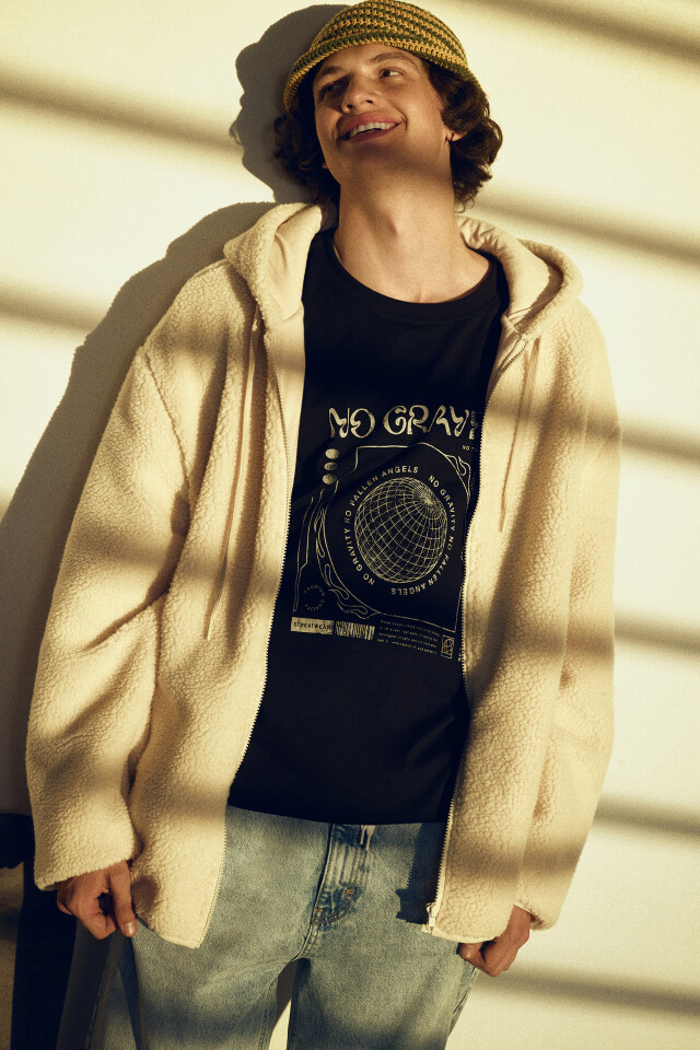 Худи oversize на молнии флисовая с капюшоном - цвет ванильный - 10