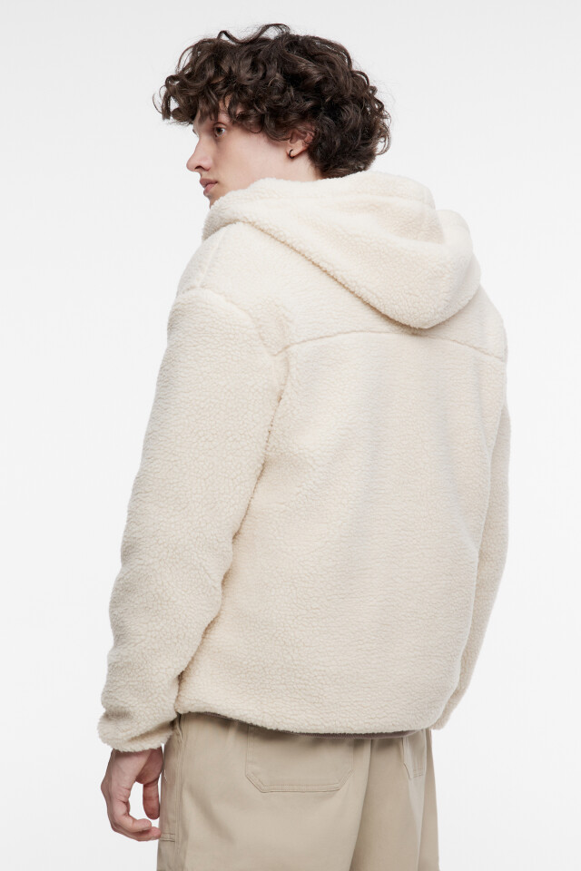 Худи oversize на молнии флисовая с капюшоном - цвет ванильный - 5
