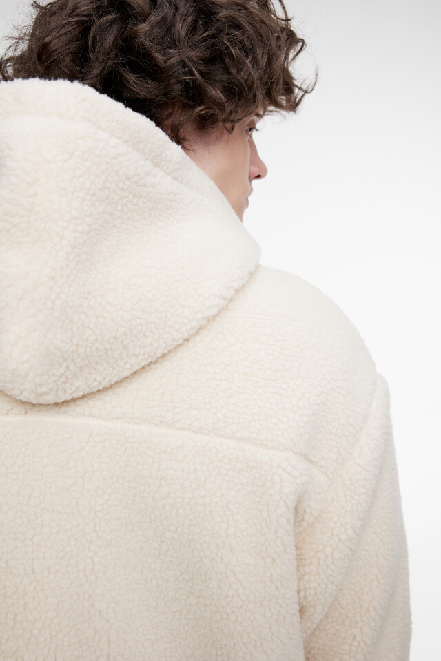 Худи oversize на молнии флисовая с капюшоном - цвет ванильный - 8