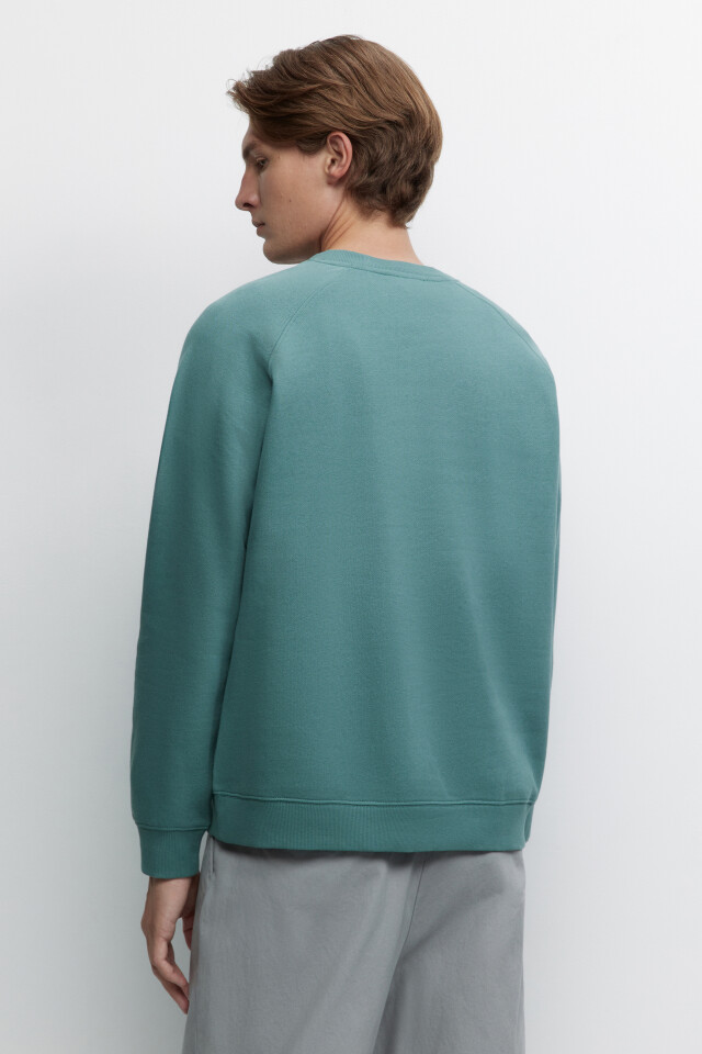 Свитшот oversize хлопковый однотонный с начесом - цвет зеленый - 4