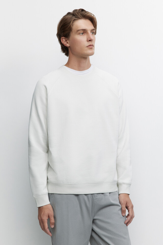 Свитшот oversize хлопковый однотонный с начесом - цвет бежевый - 4