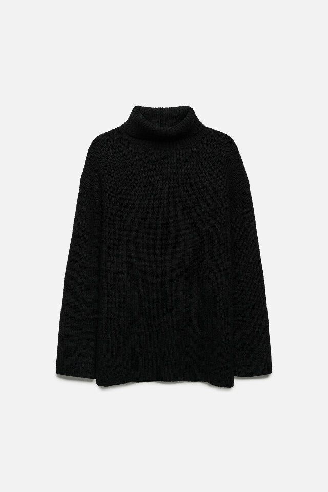 Свитер oversize с шерстью и альпака - цвет черный - 7